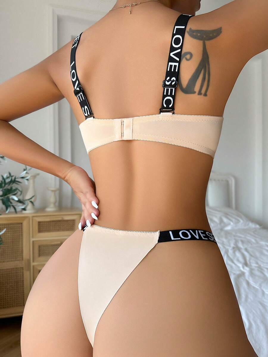 Letter Tape Underwire Lingerie Set