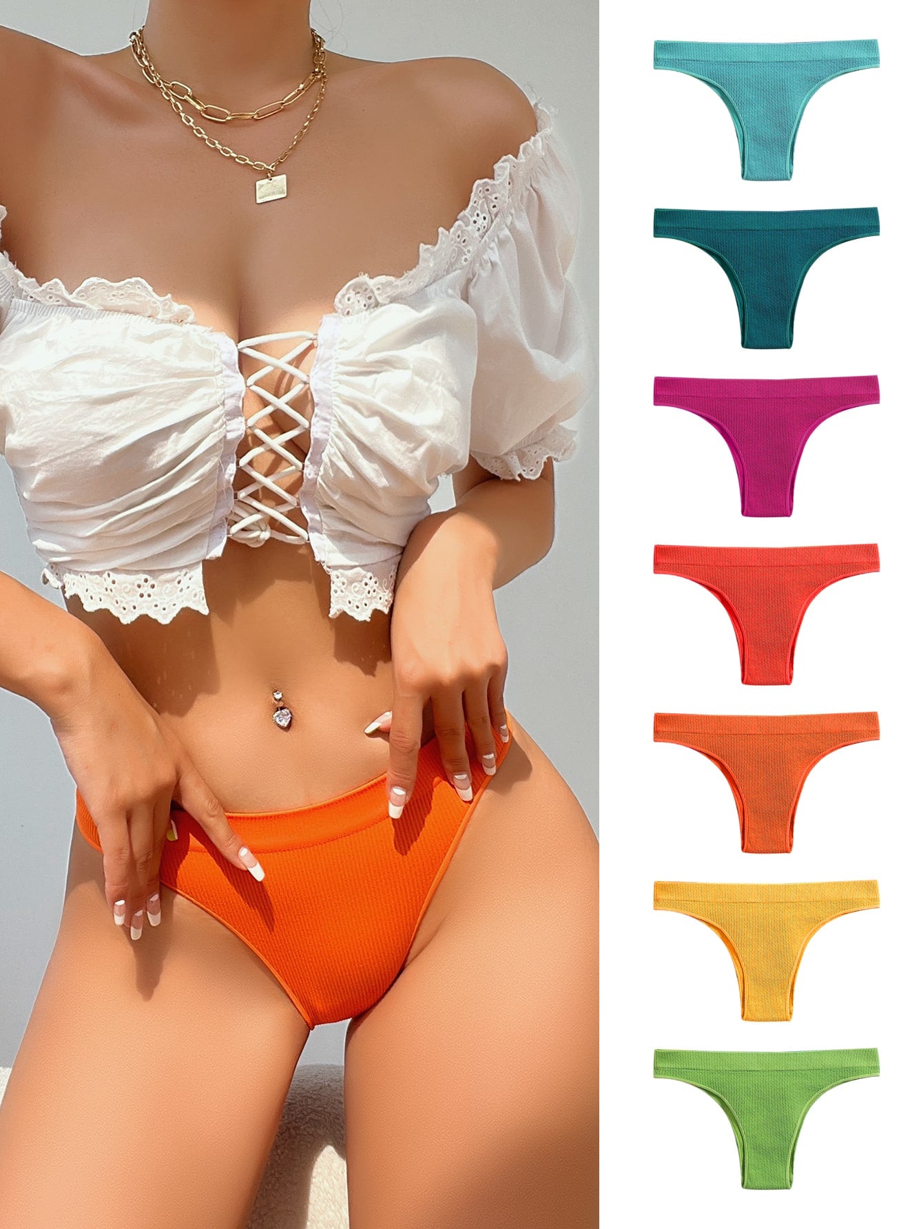 7pack Solid Seamless Panty