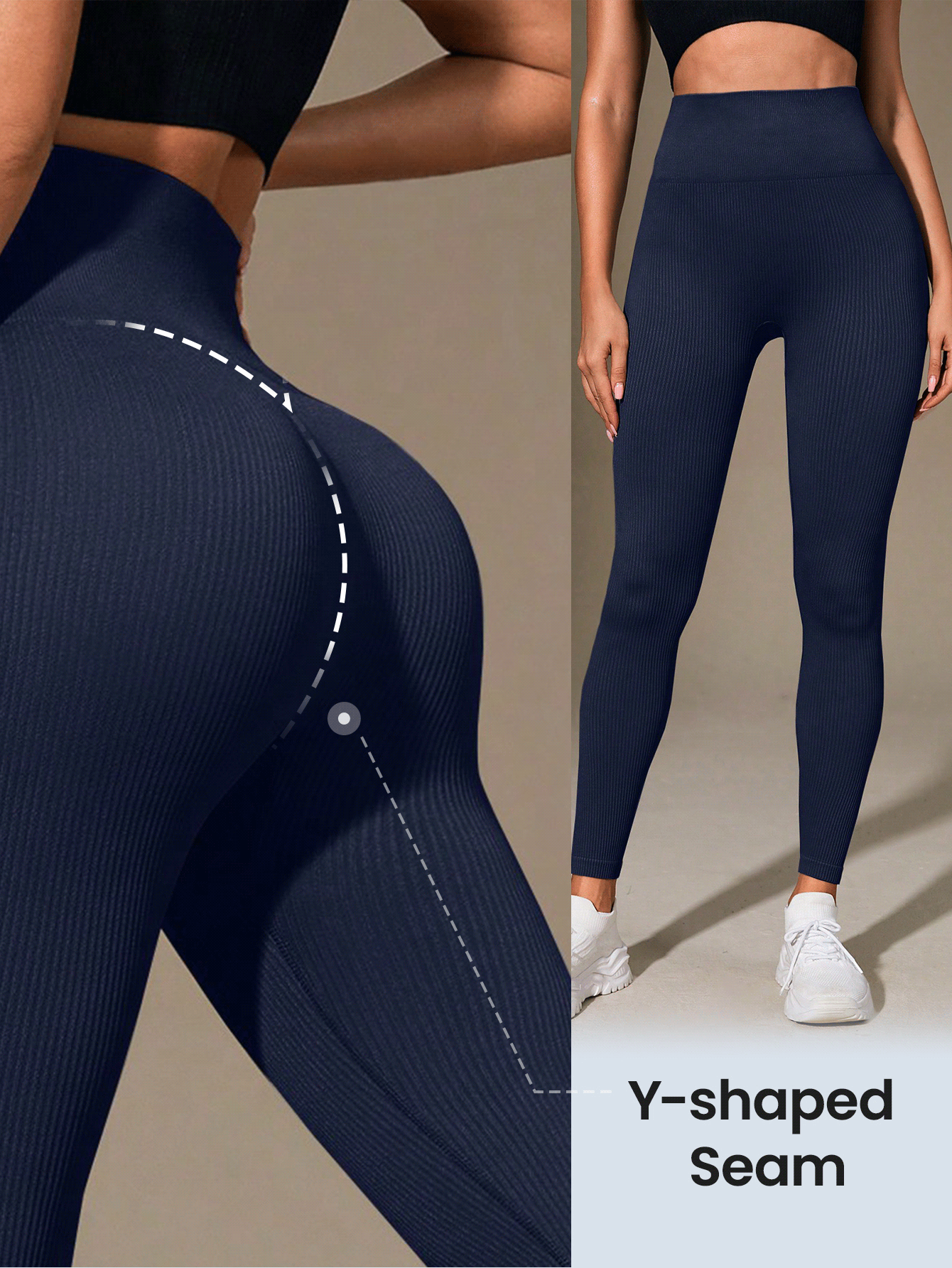 Yoga Basic Solid Wideband Waist Sports Leggings