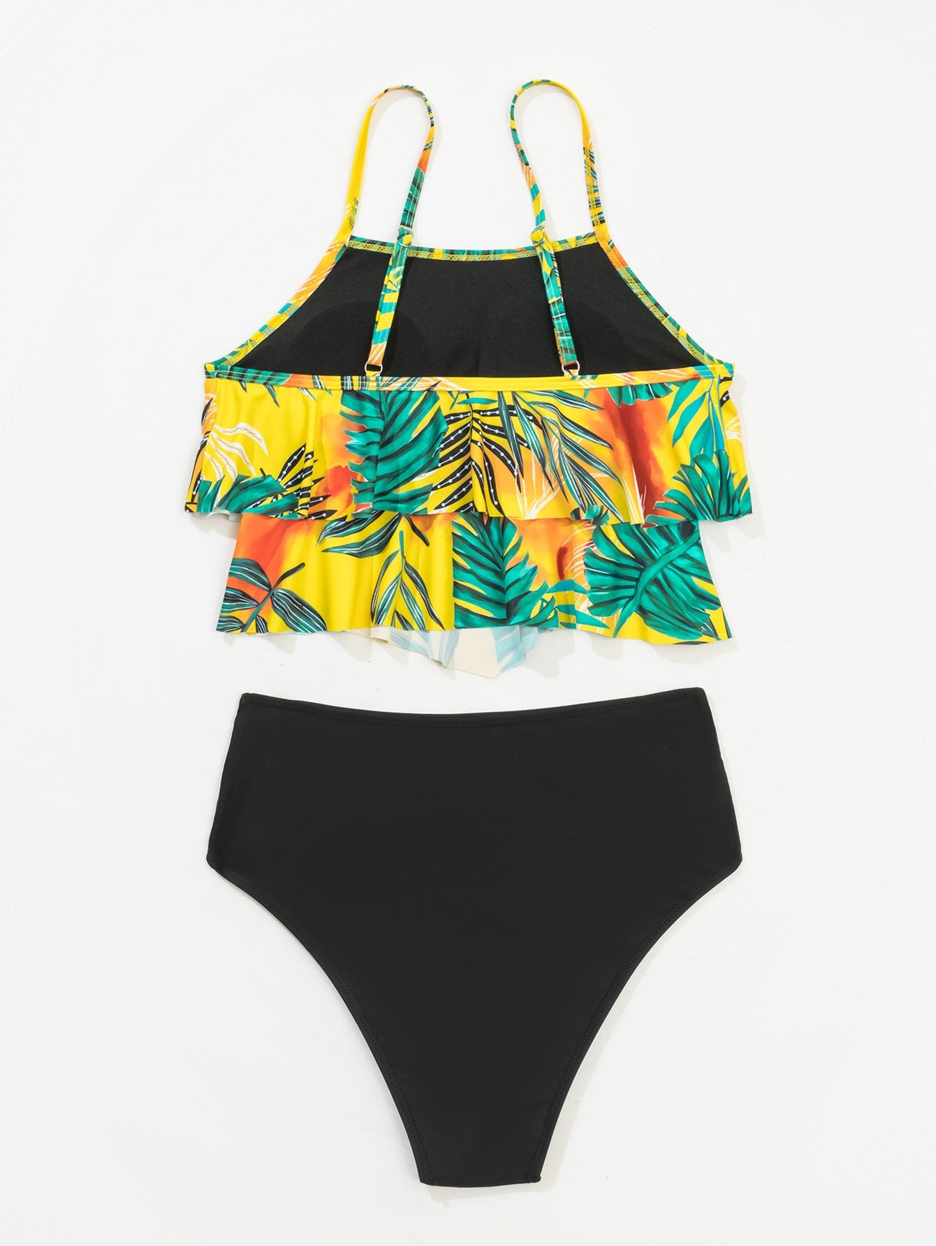 SHEIN Swim Vcay Ruffle Hem Ruched Bikini Swimsuit
