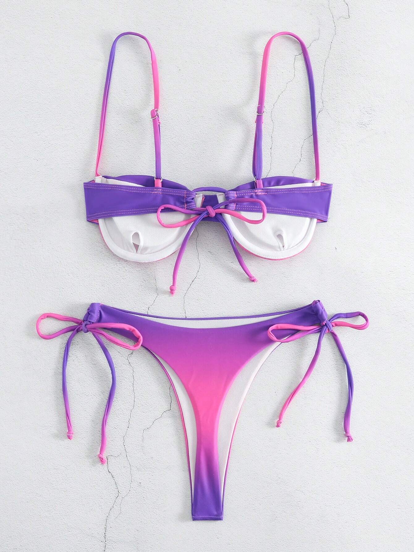 Fashionable And Sexy Ombre Side String Bikini Set