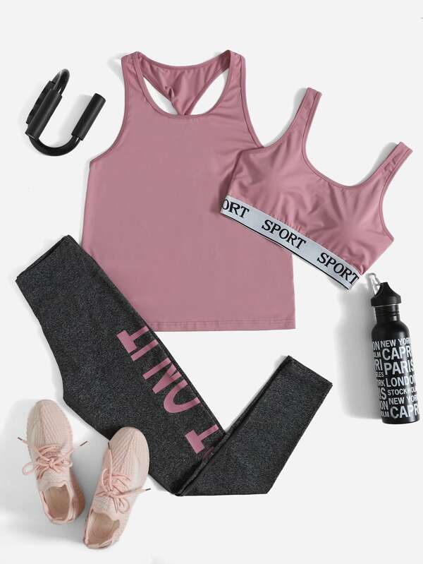 3pcs Letter Graphic Tape Sports Set