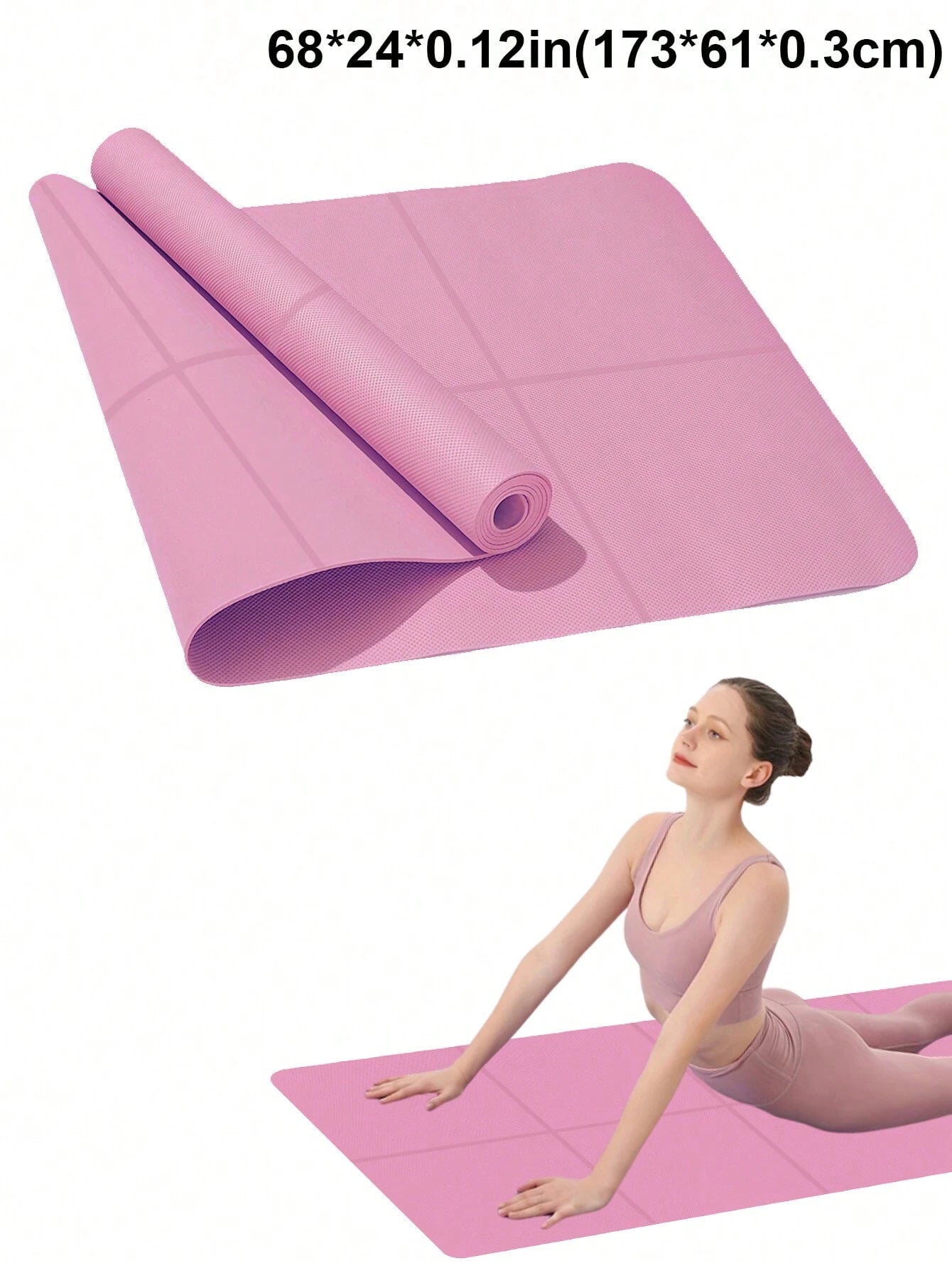 1pc 173*61*0.3cm Eva Yoga Mat For Beginners, Fitness Mat, Dance, Anti-skid Exercise Pad Watermelon Pink One-Size