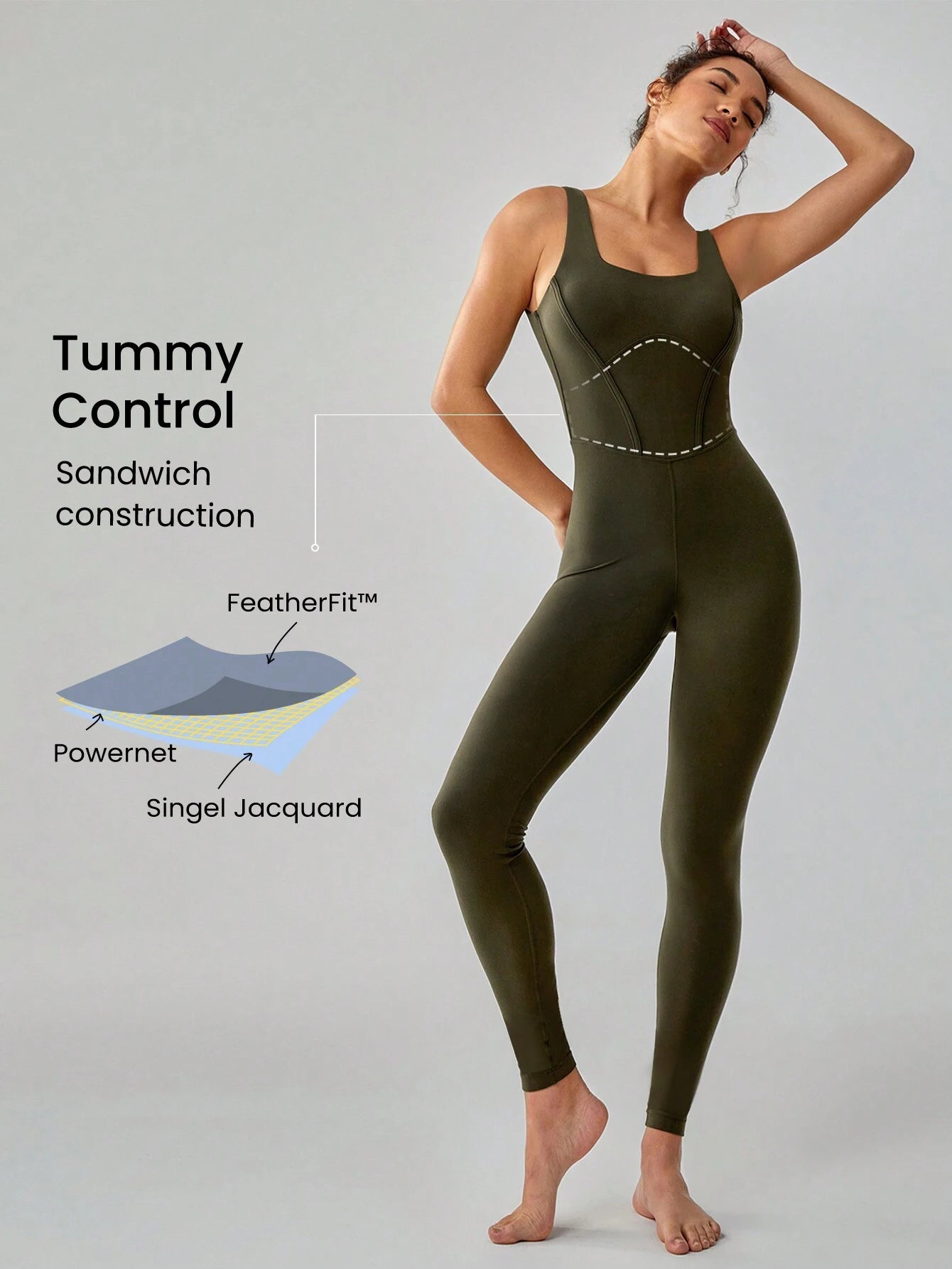 GLOWMODE 25" FeatherFit™ Tummy Control Gym Bodysuit