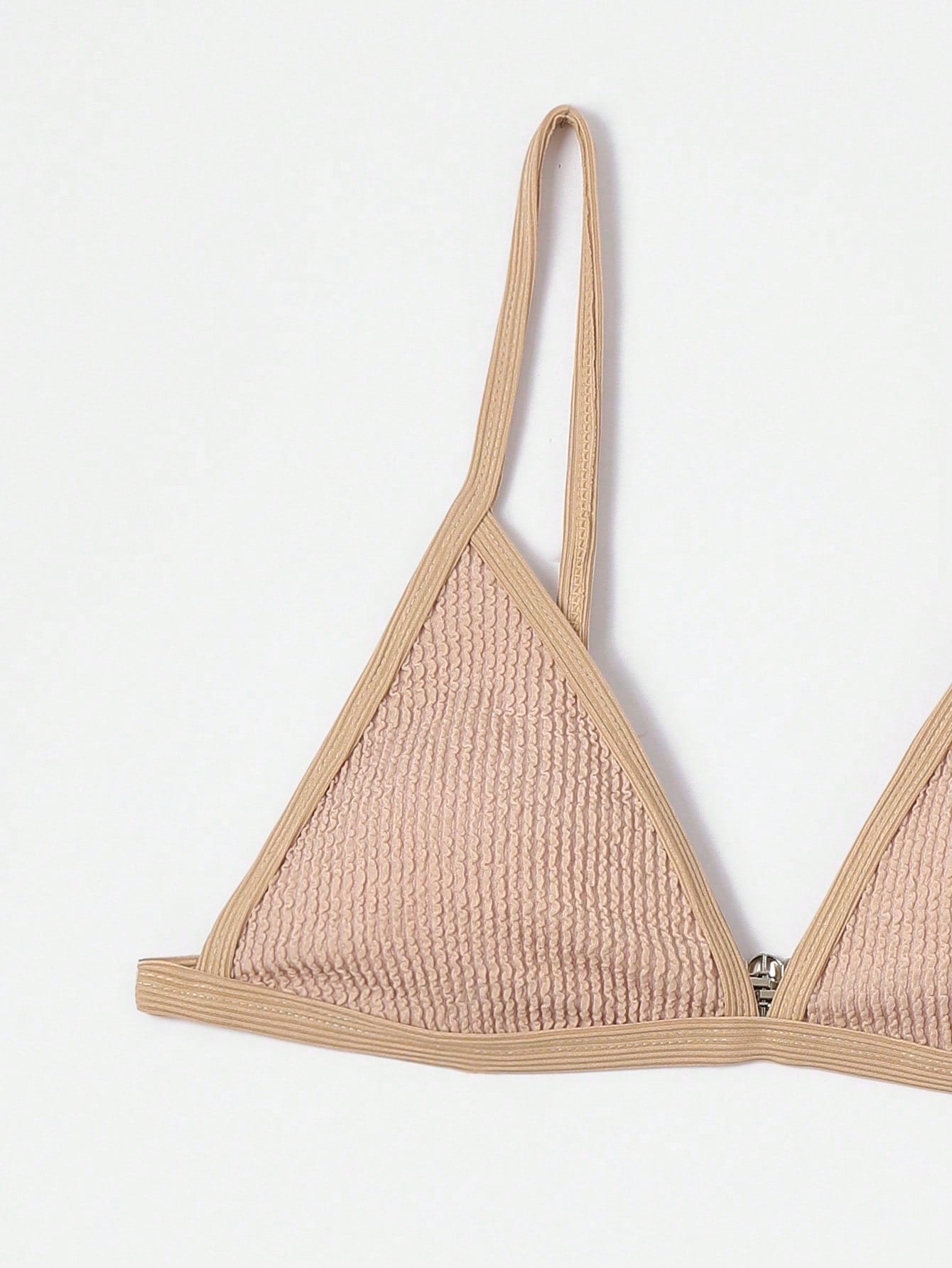 Contrast Binding Triangle Thong Bikini Swimsuit