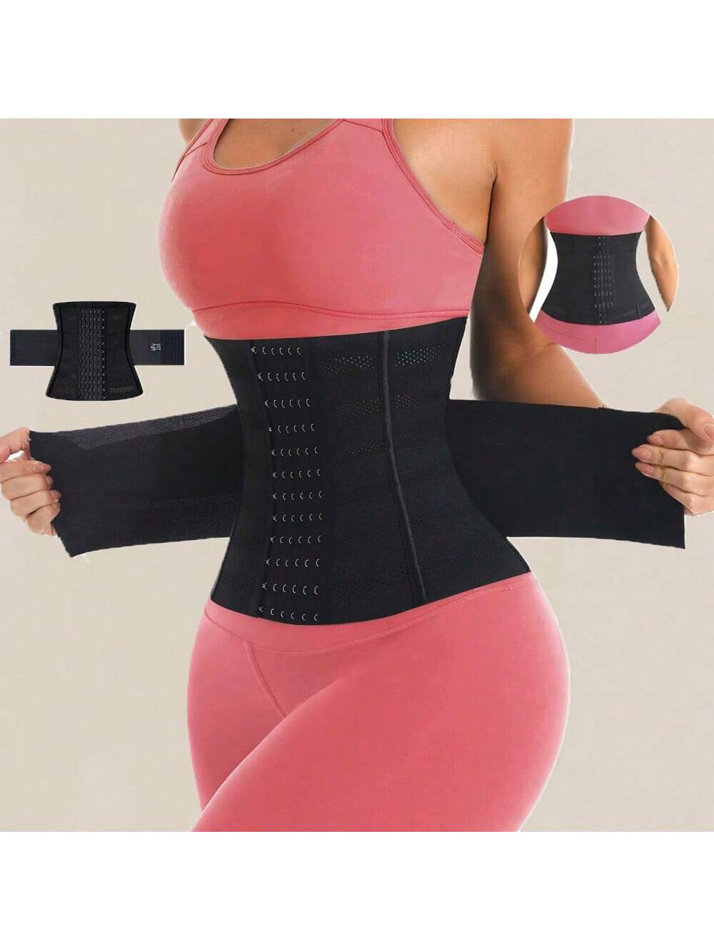 1pc Wrap Waist Trainer Double Belt Body Shaper Corset Shapewear Slimming Sheath Black