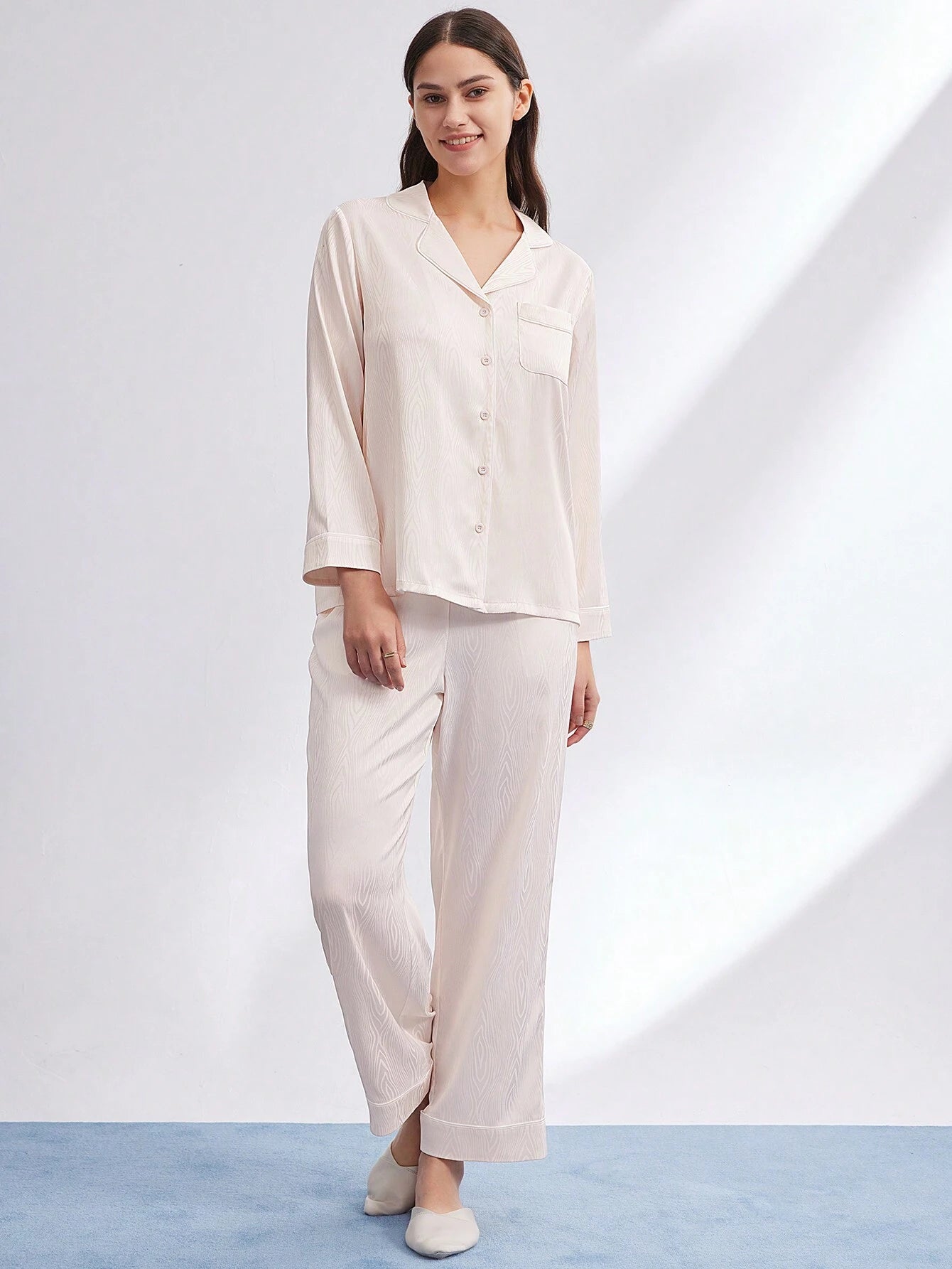 LUVLETTE Retro Polka Flora Satin Long Women Pajama Sets