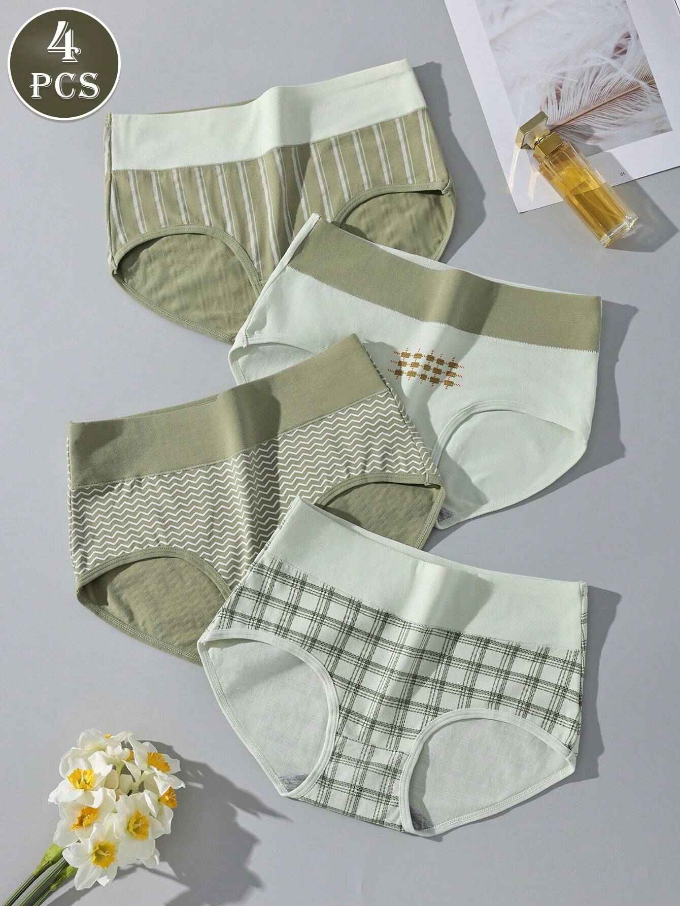 4pcs/set Comfortable &amp; Breathable Ladies' Triangle Panties