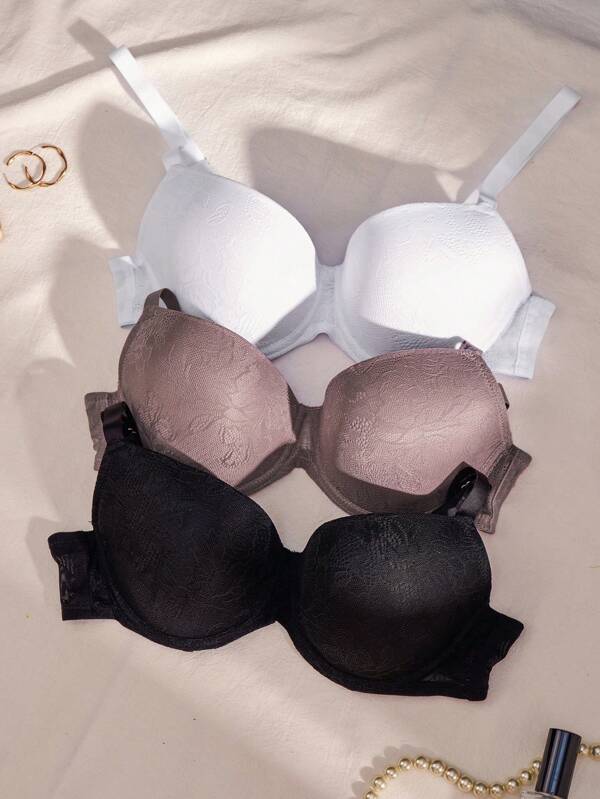 3pack Floral Lace Underwire Bra Multicolor