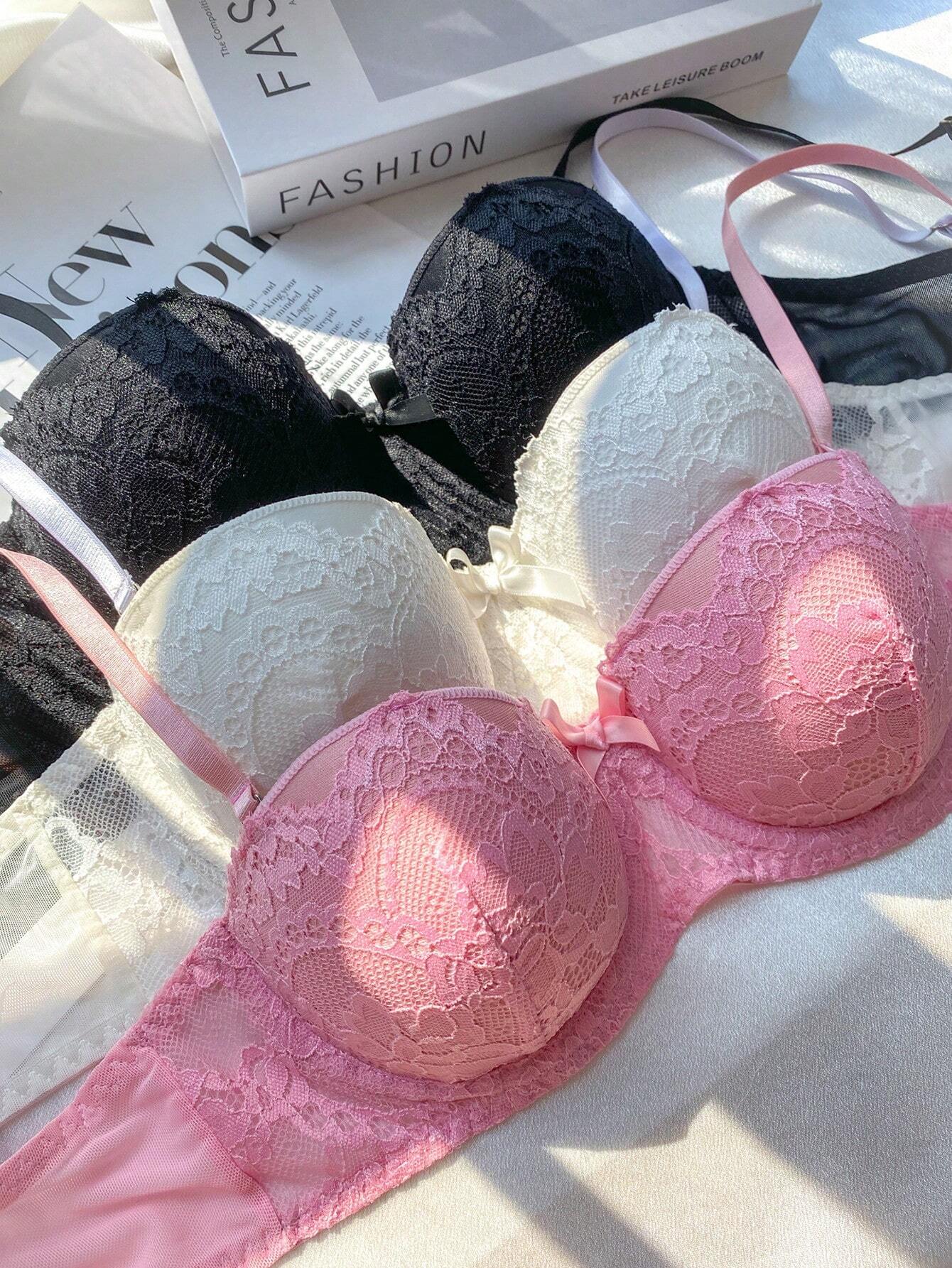 3pcs Floral Lace Underwire Bra Multicolor 2