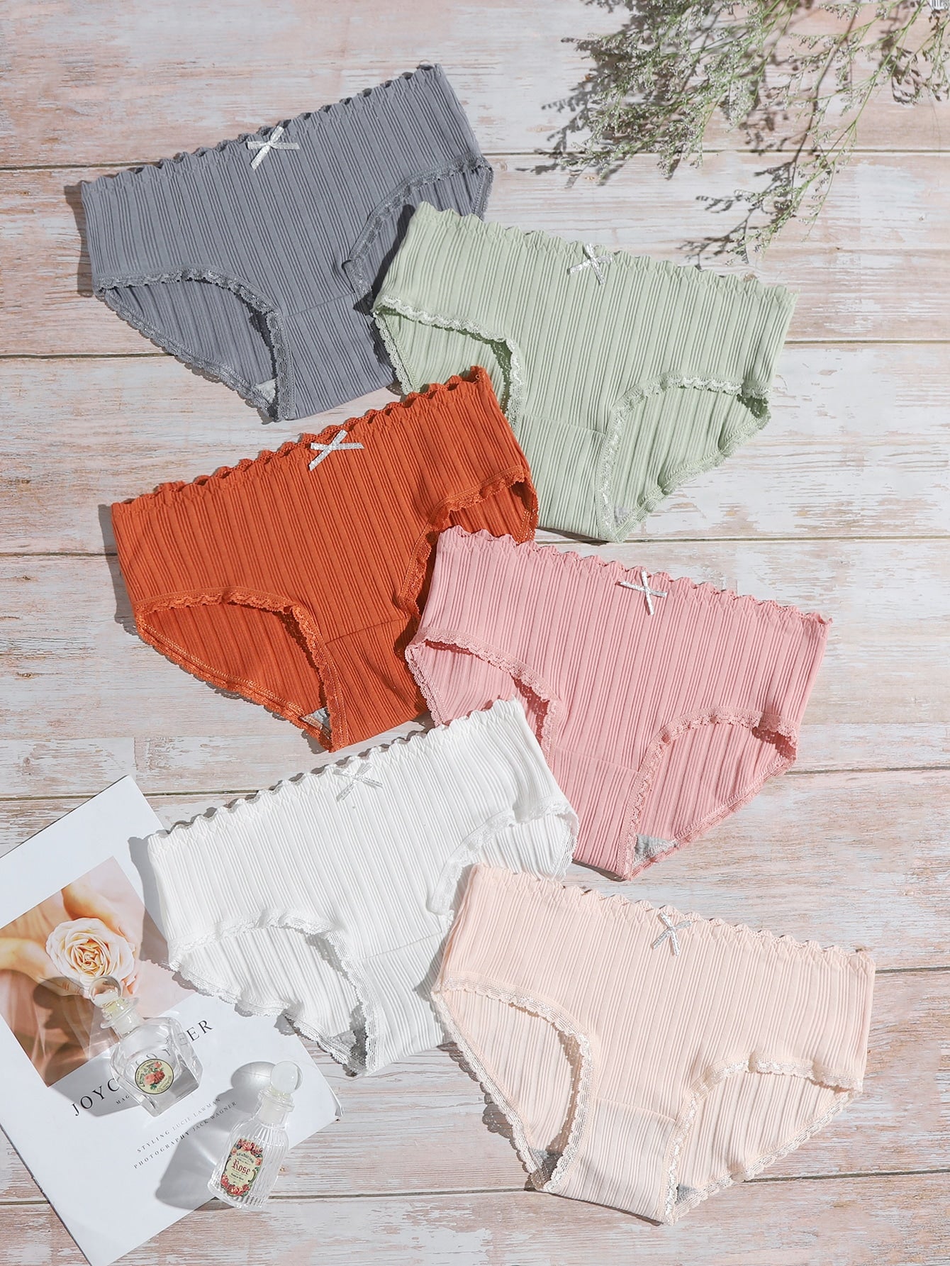 6pack Lace Trim Bow Front Panty