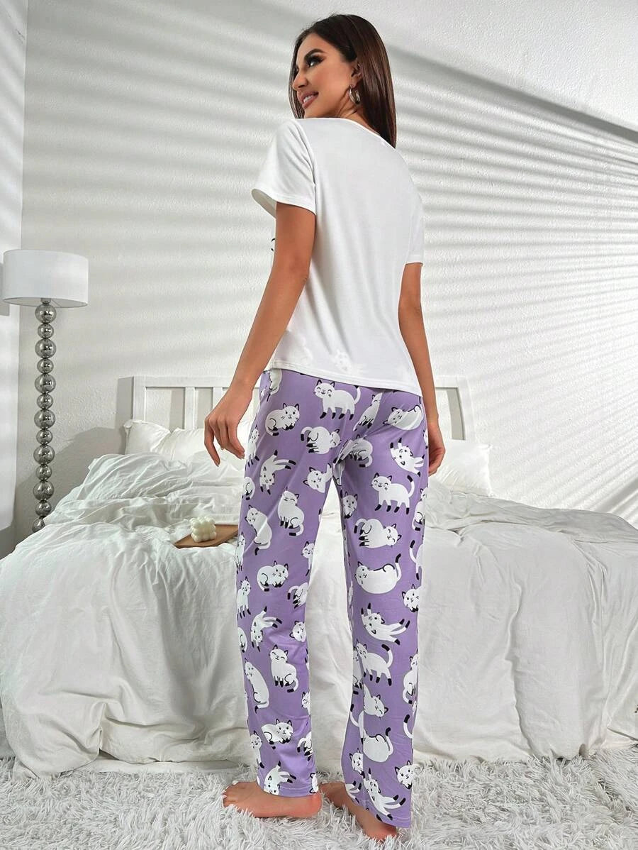 Heart &amp; Letter Graphic PJ Set
