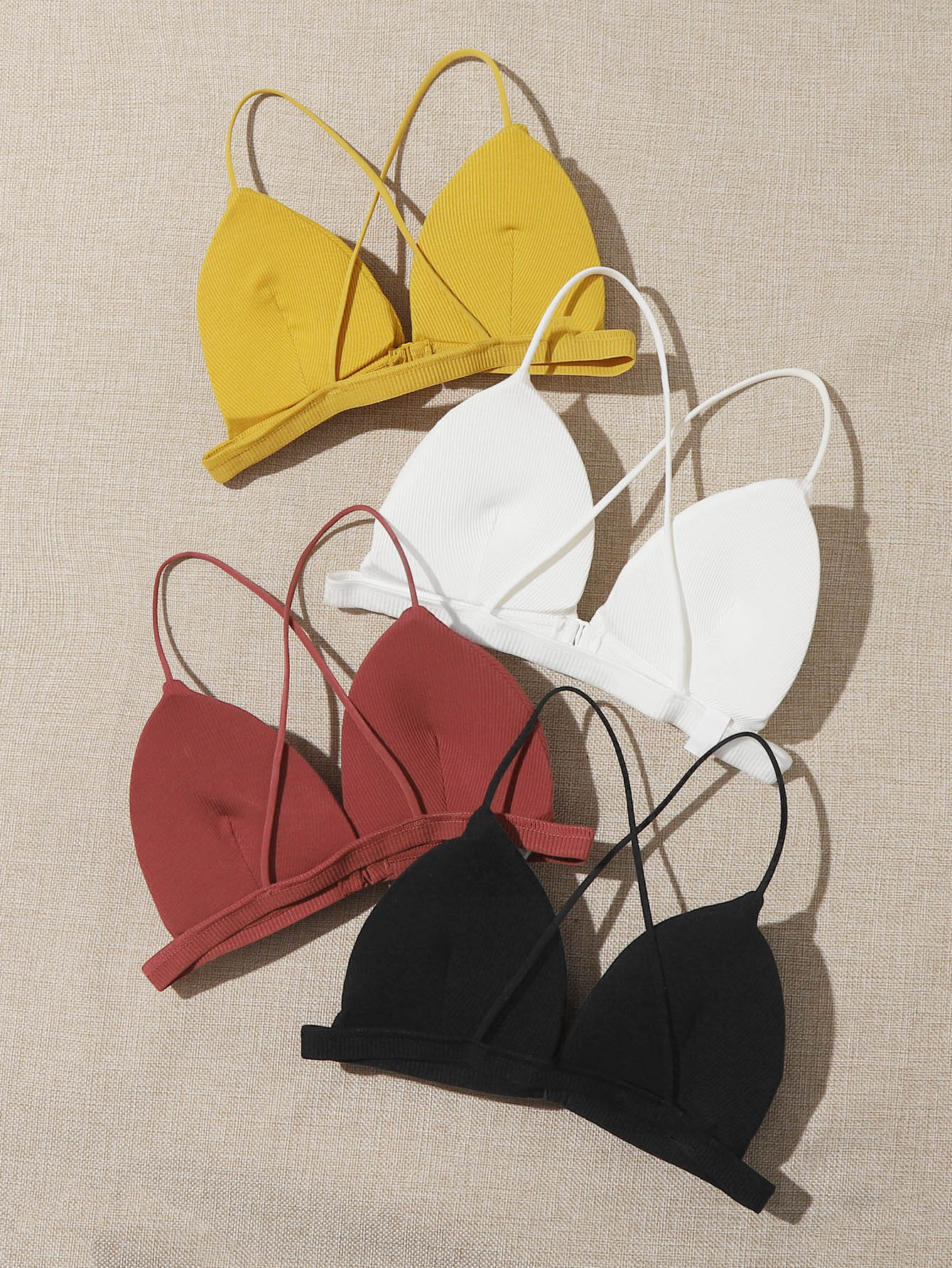 4pack Rib Crisscross Triangle Bra Set