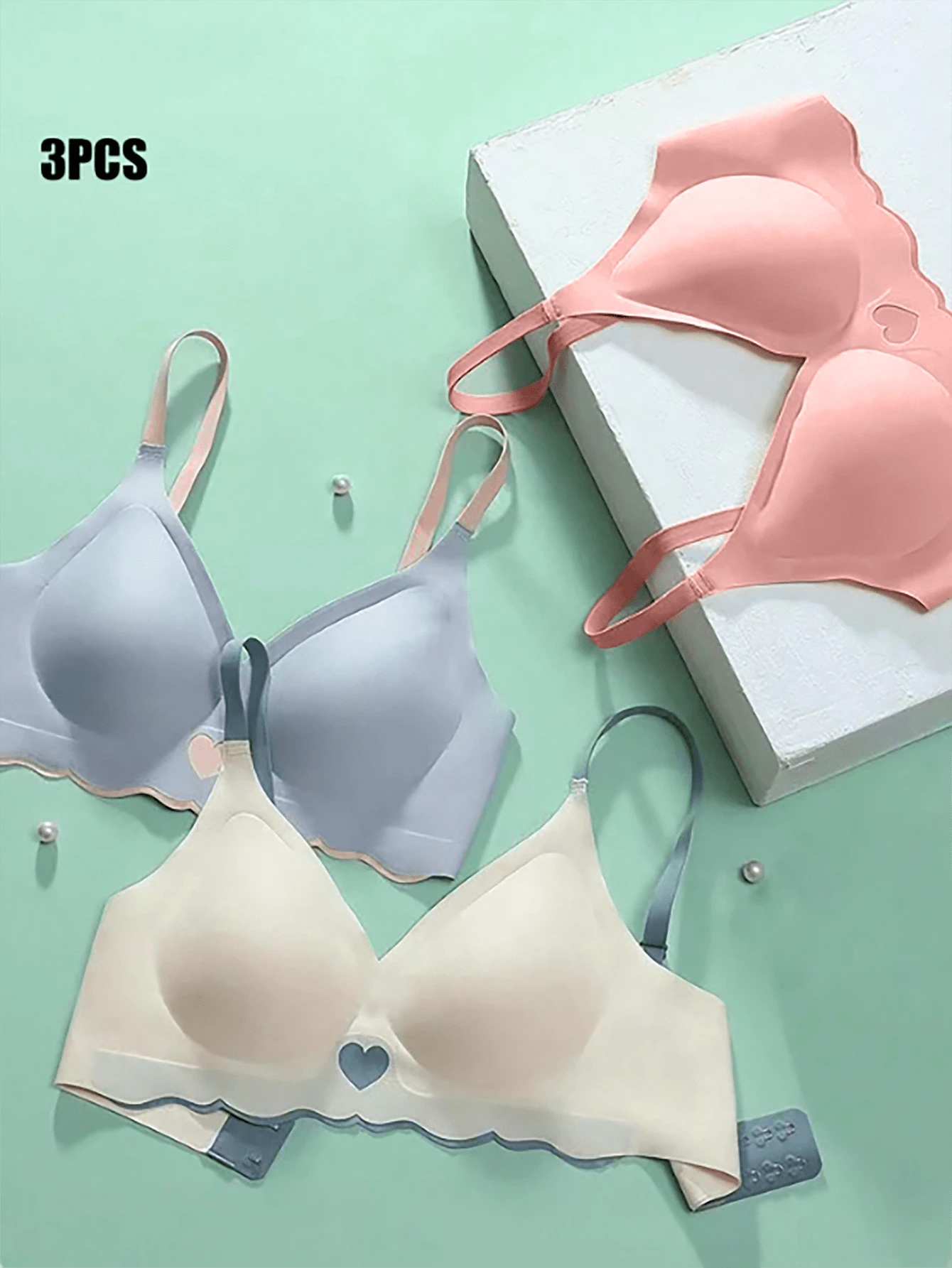 3PCS Crystal Jelly Soft Supportive Bralette, Thin And Non-Slip, Gather And Fixed Cup