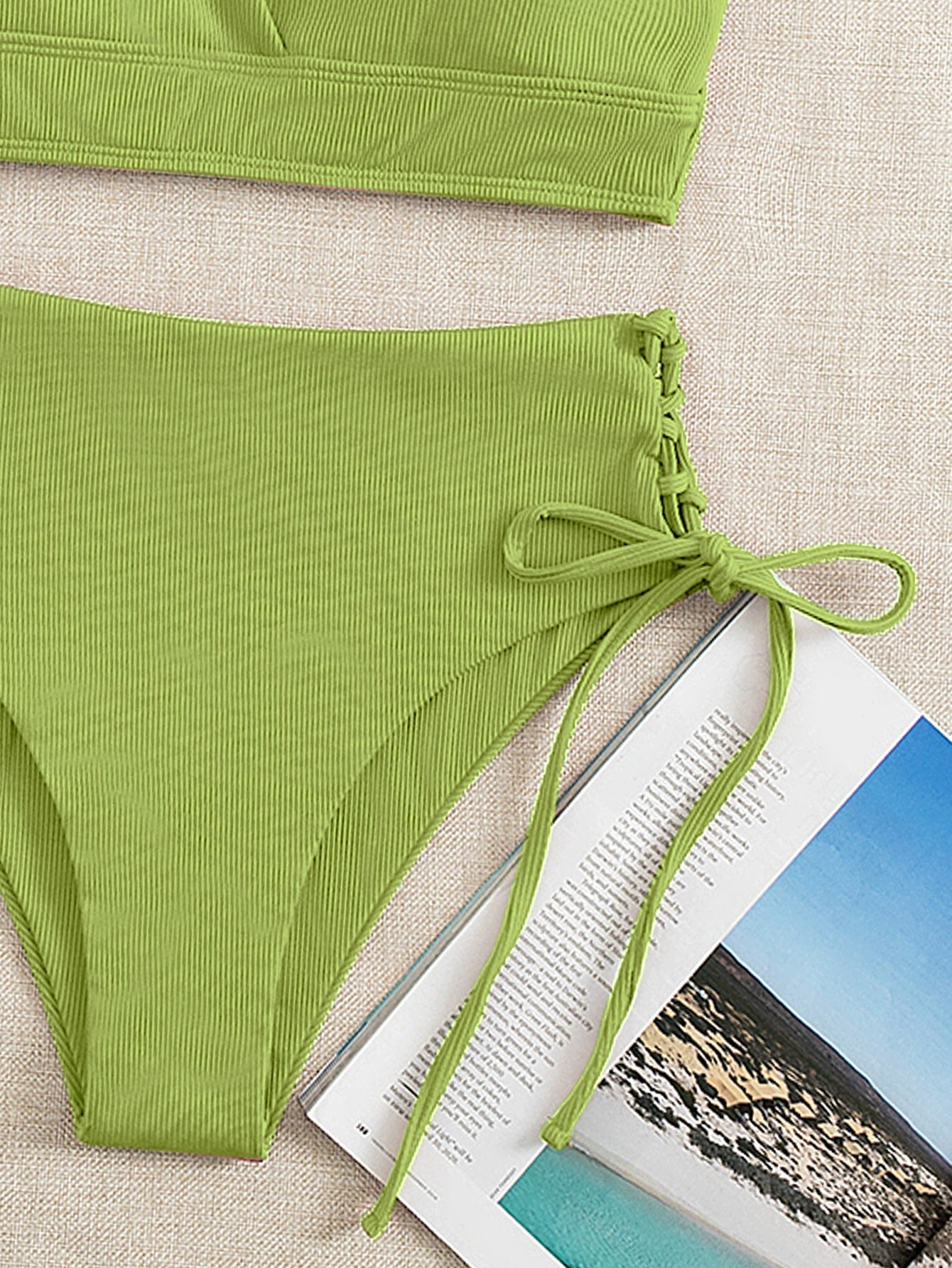 SHEIN Swim Basics Plain Tie Side Bikini Swimsuit